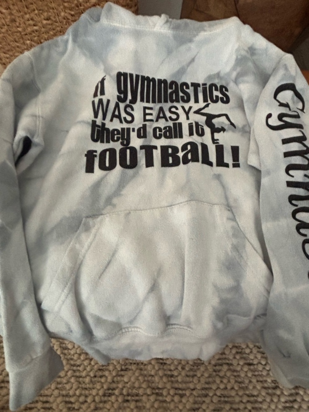 Kids Light gray Gymnastics Hoodie with Black Text
